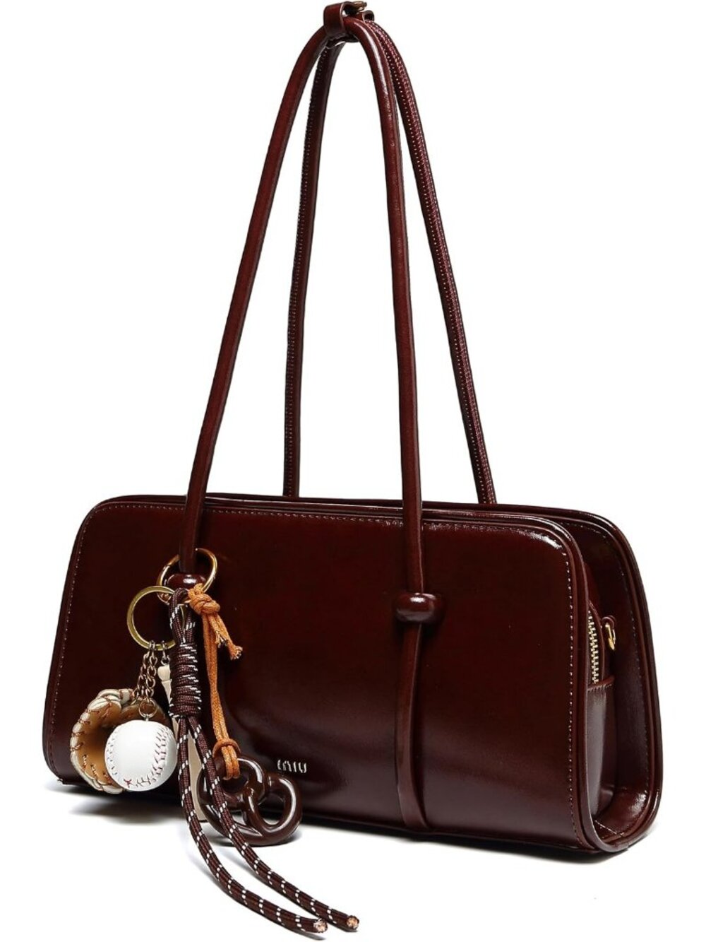 Women's Brown Multi Pocket Spacious Handle Purse Crossbody Shoulder Bag
